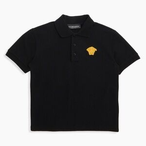 Versace Black Polo with Gold Medusa Emblem